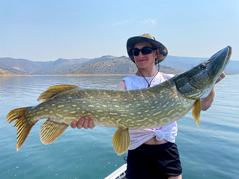 Pêcheur avec un gros brochet