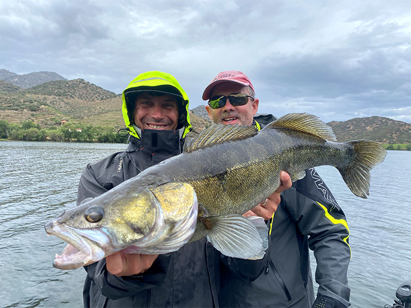 Pecheur avec Sandre sur lac portugais